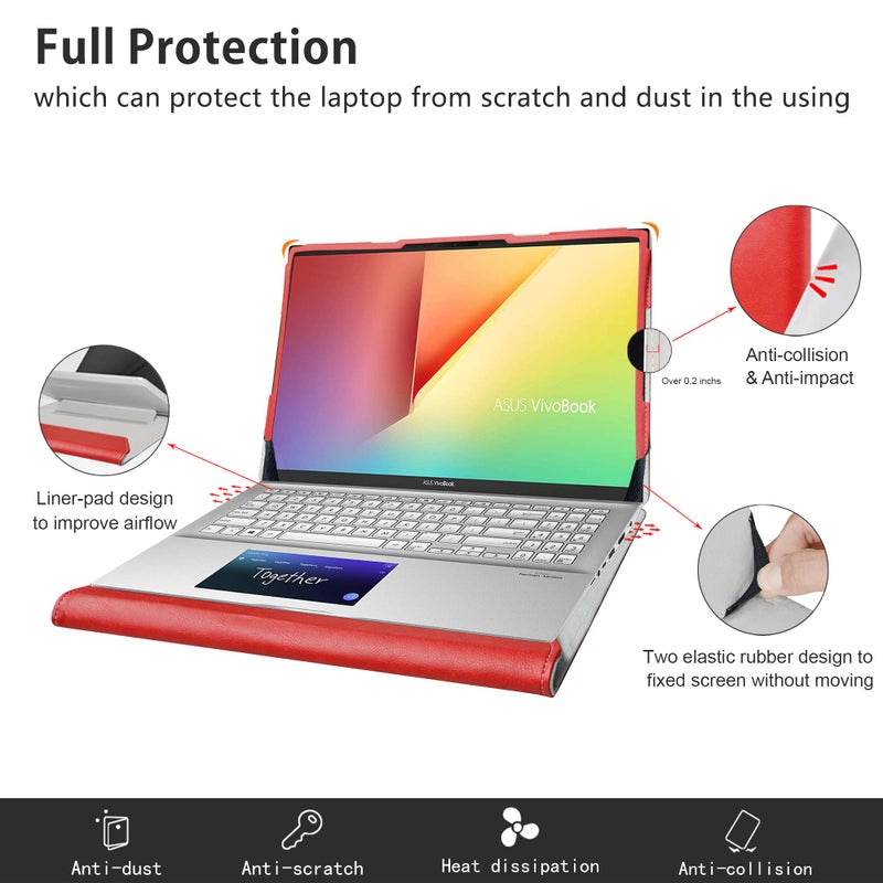 Alapmk Protective Case for Asus VivoBook S15 S532FA/VivoBook 15 F512DA F512FA X512FA/Q547FD Q537FD/ZenBook Flip 15 Q538EI Q528EH & Case for Lenovo IdeaPad Slim 7 GTX/IdeaPad Slim 7 15IIL05,Red - Image 5